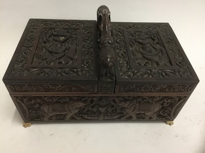 Lot 303 - Indian carved hardwood double ended box