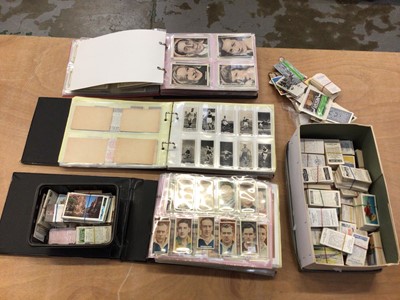 Lot 1338 - Box of cigarette cards, trade cards, etc, including albums