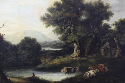 Lot 1299 - George Vincent (1796-1832) - oil on canvas - cattle watering, 44cm x 63cm
