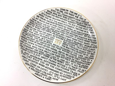 Lot 1056 - *Grayson Perry RA (b.1960) '100% Art Plate', 2020, fine china plate, with artist's seal printed to base, produced for The Sainsbury Centre, Norwich, diameter 21cm