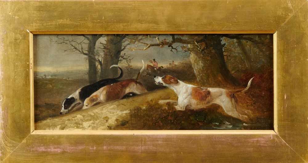 Lot 1013 - Edward Smythe - three oil sketches of hounds