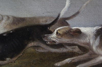 Lot 1013 - Edward Smythe - three oil sketches of hounds
