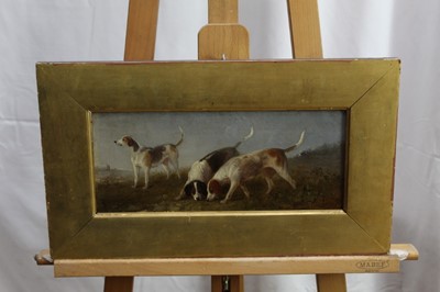 Lot 1013 - Edward Smythe - three oil sketches of hounds