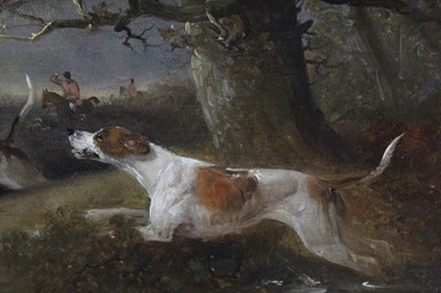 Lot 1013 - Edward Smythe - three oil sketches of hounds