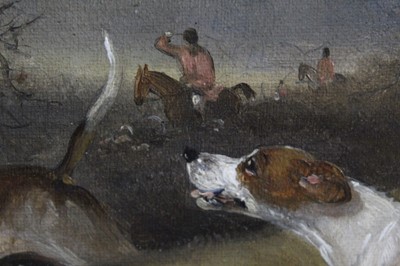 Lot 1013 - Edward Smythe - three oil sketches of hounds