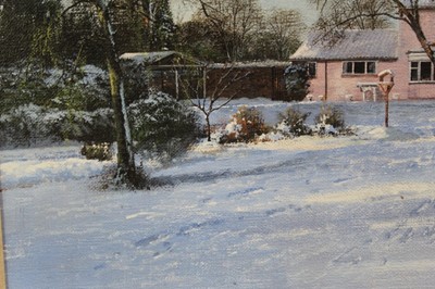 Lot 1102 - *Clive Madgwick oil on canvas, back of house, Layham