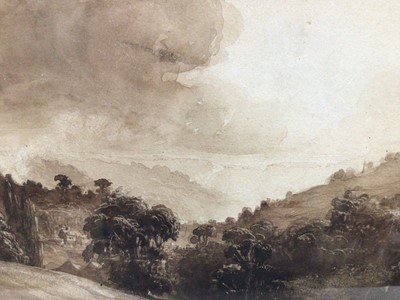 Lot 75 - Two 19th century English School sepia watercolours