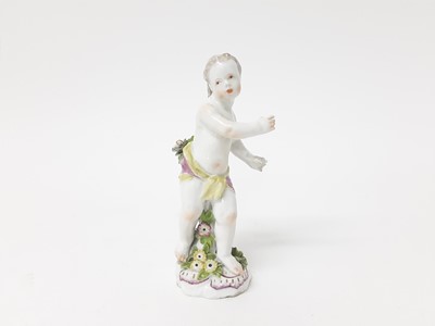 Lot 181 - A Chelsea figure of a putto, circa 1756