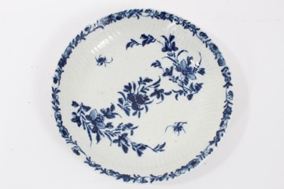 Lot 216 - A Worcester blue and white small feather moulded saucer dish, circa 1756-58