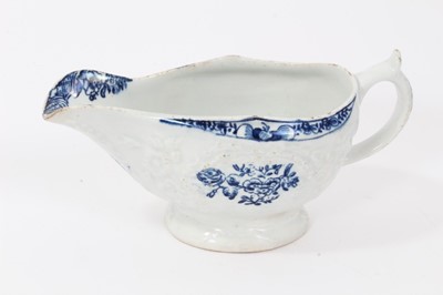 Lot 219 - A Lowestoft blue and white sauceboat, circa 1770