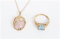 Lot 3398 - Rose quartz pendant in gold (9ct) mount set...