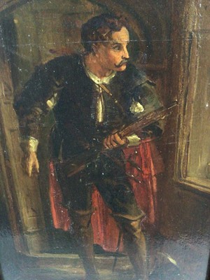 Lot 304 - Victorian oil on panel - musketeer