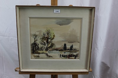 Lot 1105 - *Rowland Suddaby (1912-1972) watercolour - Flood Water on The Stour, signed p