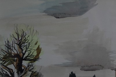 Lot 1105 - *Rowland Suddaby (1912-1972) watercolour - Flood Water on The Stour, signed p