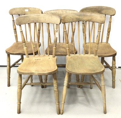 Lot 35 - Five country stick back kitchen chairs