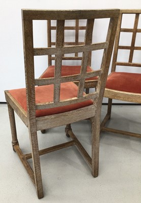 Lot 38 - Three Heals limed oak 'Tilden' chairs, each with drop-in seats and makers plaques, together with a similar dining table, 152cm x 76cm (unmarked) and a similar two door cupboard, lacking shelves, 12...