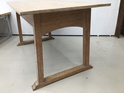 Lot 38 - Three Heals limed oak 'Tilden' chairs, each with drop-in seats and makers plaques, together with a similar dining table, 152cm x 76cm (unmarked) and a similar two door cupboard, lacking shelves, 12...