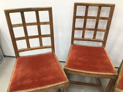 Lot 38 - Three Heals limed oak 'Tilden' chairs, each with drop-in seats and makers plaques, together with a similar dining table, 152cm x 76cm (unmarked) and a similar two door cupboard, lacking shelves, 12...
