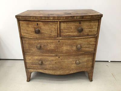 Lot 132 - 19th century mahogany chest of two short and two long drawers with bun handles, on splayed legs, 90cm wide x 51cm deep x 89cm