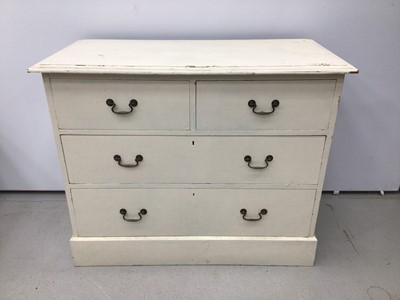 Lot 133 - Edwardian white painted chest of two short and two long drawers, with brass handles, 103cm wide x 49cm deep x 84cm high