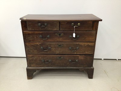 Lot 124 - George III mahogany chest of two short and three long drawers with brass handles, on bracket feet, 90cm wide x 41cm deep x 79cm high, formally a bureau