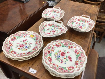 Lot 602 - 19th Cent. Staffordshire part dessert service, comprising seven plates and three dishes (10)