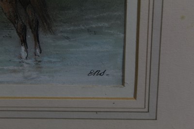Lot 1106 - Edward Robert Smythe pastel - three horses, in glazed gilt frame, initialled