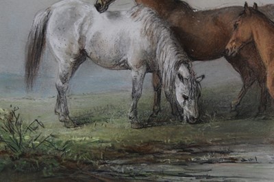 Lot 1106 - Edward Robert Smythe pastel - three horses, in glazed gilt frame, initialled