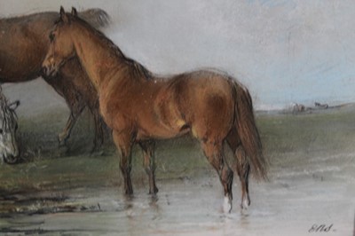 Lot 1106 - Edward Robert Smythe pastel - three horses, in glazed gilt frame, initialled