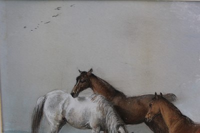 Lot 1106 - Edward Robert Smythe pastel - three horses, in glazed gilt frame, initialled