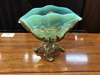 Lot 55 - Vaseline glass vessel on ormolu stand