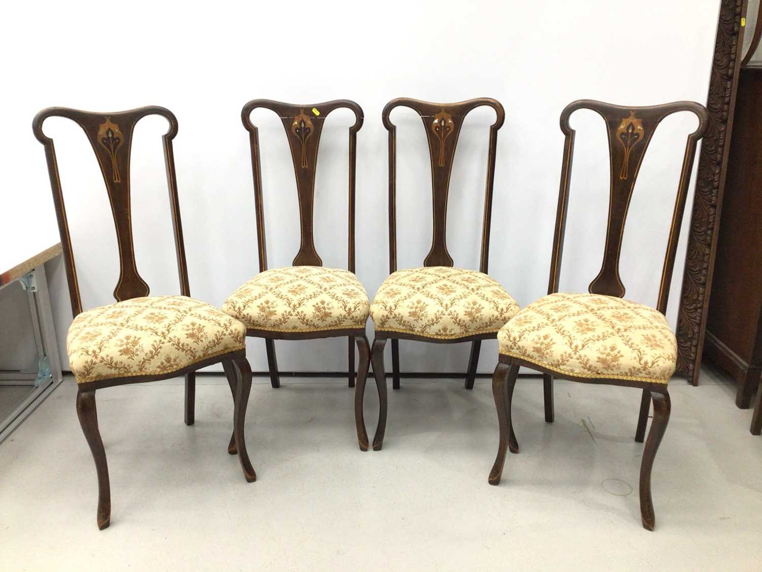 Lot 98 - Edwardian Art Nouveau mahogany set of four...