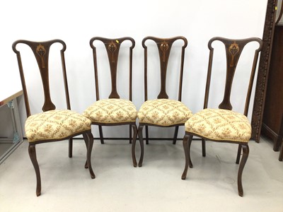 Lot 95 - Edwardian Art Nouveau mahogany set of four...