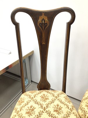 Lot 98 - Edwardian Art Nouveau mahogany set of four...