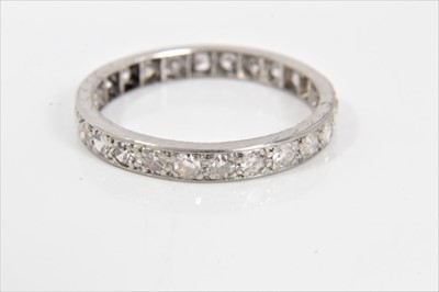 Lot 489 - Diamond eternity ring with a full band of 26 single cut diamonds in white gold setting. Estimated total diamond weight 0.50cts. Finger size approximately O½-P.