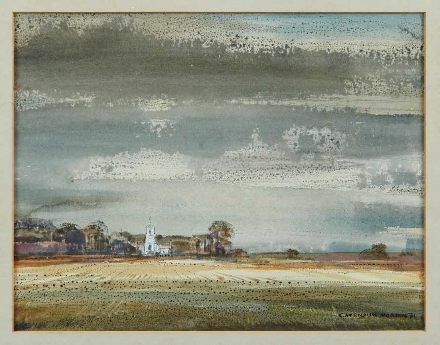Lot 1124 - *Cavendish Morton (1911-2015) ink and watercolour - Sudbourne Church, signed and dated '71, in glazed frame, 24cm x 31cm