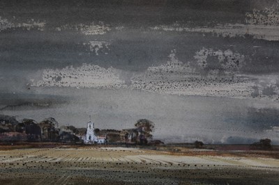 Lot 1124 - *Cavendish Morton (1911-2015) ink and watercolour - Sudbourne Church, signed and dated '71, in glazed frame, 24cm x 31cm