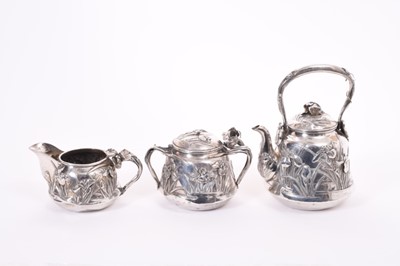 Lot 392 - Early 20th century Japanese silver three piece tea set