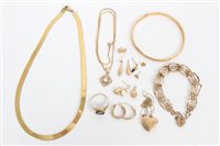 Lot 3404 - Gold (9ct) necklace, gold (9ct) bangle, gold...