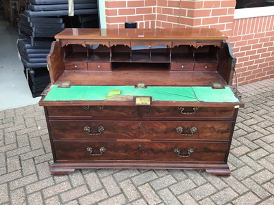 Lot 162 - George III mahogany secretaire chest with fitted  secretaire drawer and three long drawers below