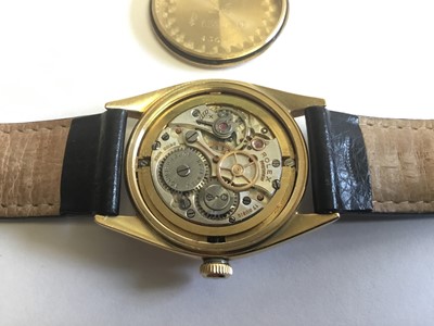 Lot 550 - 1950s gentlemen's Rolex Oyster Precision 18ct gold wristwatch with 17 jewel Patented Superbalance movement, the circular dial with outer seconds track, applied gold 'dagger' hour markers, gold hand...