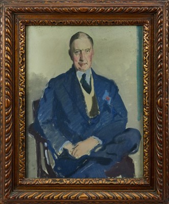 Lot 1187 - *Sir James Gunn (1893-1964) oil sketch on canvas - portrait of a gentleman, Mr Edward Grindley