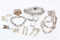 Lot 3406 - Silver curb link chain, other silver chains,...