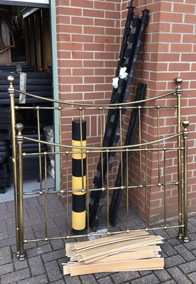 Lot 224 - Victorian style brass double bed with slatted base, 135cm wide