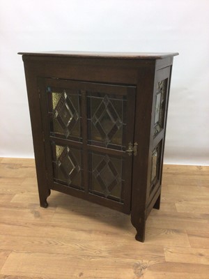 Lot 107 - Early 20th century cabinet with shelved interior enclosed by stained and leaded glazed door, 68cm wide, 32cm deep, 86cm high