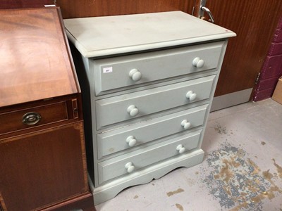 Lot 857 - Modern Grey painted pine chest of four long drawers