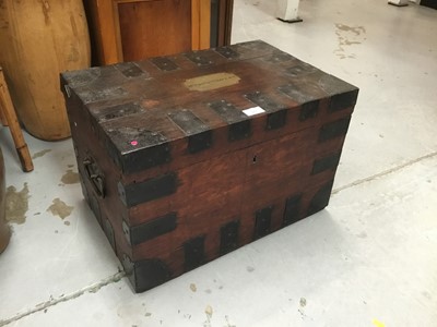 Lot 860 - 19th century oak and metal bound silver chest