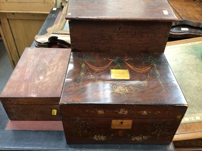 Lot 540 - 19th century Elm candle box, antique cutlery trays and various boxes