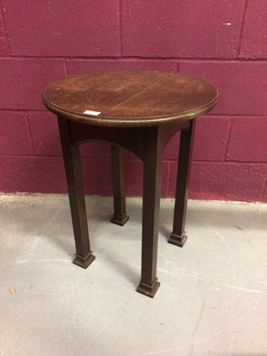 Lot 863 - Edwardian Arts & Crafts oak occasional table with circular top
