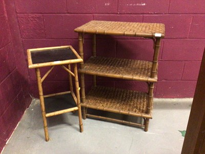Lot 869 - Victorian bamboo two-tier table together with a simulated bamboo three-tier what-not